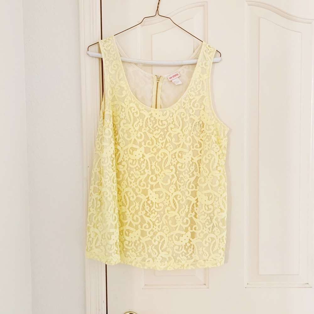 H&M Yellow Lace Sleeveless Blouse